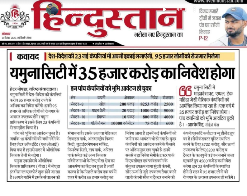 Yamuna City Attracts ₹35,000 Crore Investment, Set to Become North India’s Next Industrial Powerhouse